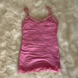 Pink Camisole Spaghetti Strap Tank Top Shirt small zenana outfitters vintage Y2K